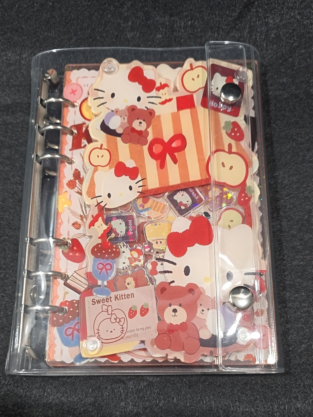 Hello Kitty w/ Bears & Apples A6 Acrylic Shaker Binder